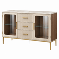 Komoda 120 x 40 x 85 cm kremowa z przeszkleniami do salonu w stylu modern classic