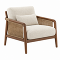 Fotel 78 x 82 x 82 cm z drewna i plecionki beżowy do salonu w stylu japandi
