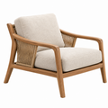Fotel wypoczynkowy 75 x 80 x 78 cm z drewna i plecionki beżowy w stylu naturalnym