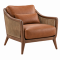 Fotel 82 x 78 x 82 cm z drewnianą ramą koniakowy w stylu retro do salonu